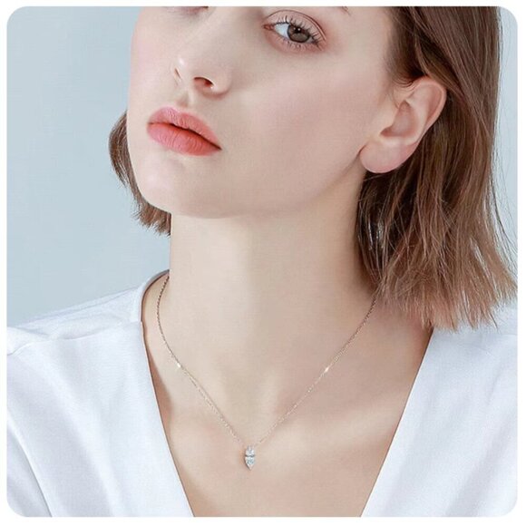 NWT 1CT Marquise Cut Moissanite Diamond Necklace Sterling Silver Certified - Picture 4 of 6